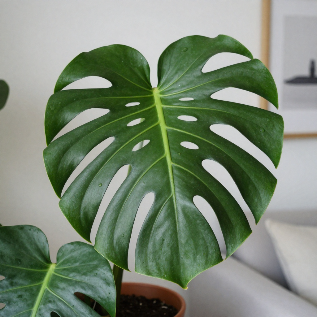 Monstera deliciosa with fenestrated leaves